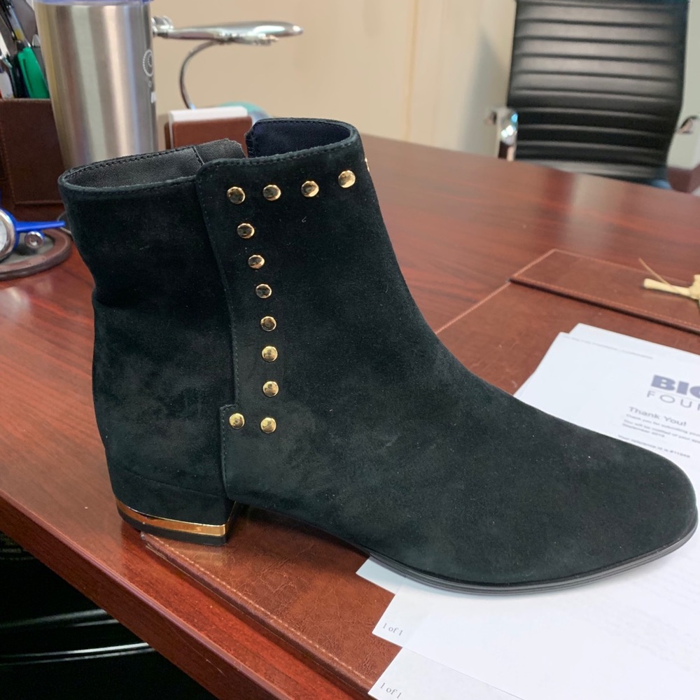 Black suede low boots size 6.5